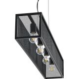 Lindby Adoney hanglamp, staal, zwart, 4-lamps