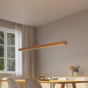 Lindby - Hanglamp- met dimmer - 1licht - Metaal, eikenhout - H: 5 cm - nikkel mat, hout licht - Inclusief lichtbron
