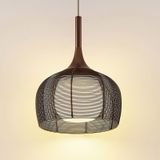 Lucande - hanglamp - 1licht - ijzer, glas, aluminium - H: 39.5 cm - E27 - bruin, wit