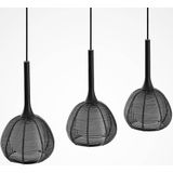 Lucande - hanglamp - 3 lichts - ijzer, glas, aluminium - E14 - zwart, wit