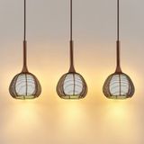 Lucande Tetira hanglamp, 3-lamps, lang, bruin
