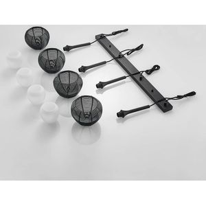 Lucande - hanglamp - 4 lichts - ijzer, glas, aluminium - E14 - zwart, wit