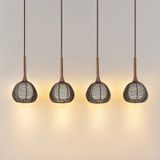 Lucande Tetira hanglamp, 4-lamps, lang, bruin