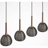 Lucande Tetira hanglamp, 4-lamps, lang, bruin