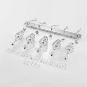 Lucande - hanglamp - 5 lichts - glas, kristal, ijzer - helder, chroom - Inclusief lichtbronnen