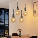 Lucande - hanglamp - 4 lichts - ijzer - E27 - chroom