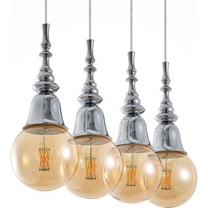 Lucande - hanglamp - 4 lichts - ijzer - E27 - chroom