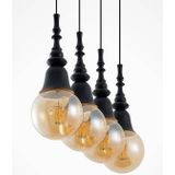 Lucande - Hanglamp - 4 Lichts - Ijzer - E27 - Zwart