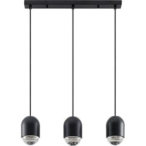Lucande - hanglamp - 3 lichts - ijzer, glas - GU10 - zwart, helder
