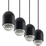 Lucande Amielle hanglamp, 4-lamps, zwart