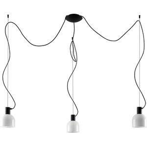 Lucande - hanglamp - 3 lichts - glas, ijzer - E27 - wit, zwart