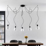 Lucande Serina hanglamp, 5-lamps, glas wit