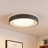 Lindby - Lindum - Plafondlamp - Wit/Donkergijs - Ingebouwde LED met Afstandsbediening