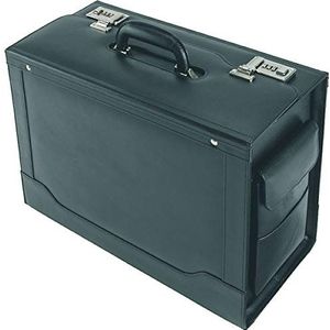 Alassio Pilotenkoffer Ancona, aktenkoffer van echt leer, handbagage koffer met handbagage, cabine, 45 cm, 32 liter, zwart (zwart)