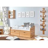 TiCAA Sofabett Mini Micki Buche natur mit 2 Schubladen inkl. Matratze