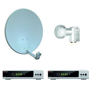 RED OPTICUM HD AX 300 Digital 2 deelnemers compleet satellietsysteem met HDTV ontvanger (Twin LNB, 60 cm antenne) grijs/zilver (TÜV gecertificeerd)