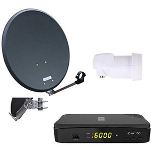 Opticum Digitale 1 HD AX 150 HDTV receiver deelnemer satelliet complete installatie (Single-LNB, QA 60 cm antenne, staal) antraciet