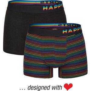 Happy Shorts - 2-pack - Boxershorts - Zwart - 95% Katoen / 5% Elastaan