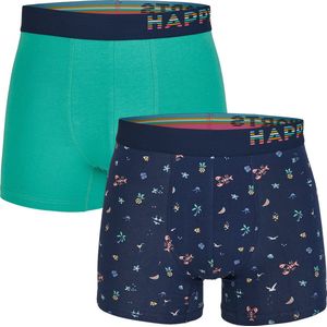 Happy Shorts - D830 - Boxershorts - Blauw/Groen - 2-pack