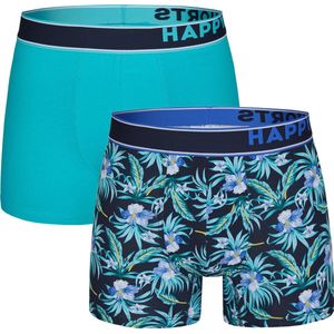 Happy Shorts - Hawaii Flowers - Boxershorts - Blauw - 2-Pack - Katoen/Elasthaan