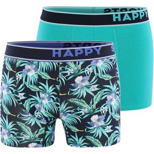 Happy Shorts - Boxershorts - Blauw - 95% Katoen / 5% Elasthaan - Verpakking á 2 Stuks