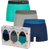 Happy Shorts - Boxershorts - Blauw / Groen / Grijs - 3-Pack