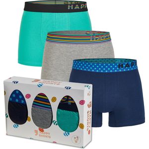 Happy Shorts - Boxershorts - Blauw Groen Grijs - 3-Pack - Heren
