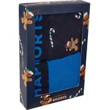 Happy Shorts - Kerst - Boxershorts - Blauw - Set van 2 stuks, 95% Katoen, 5% Elasthaan