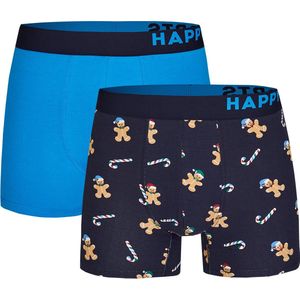 Happy Shorts - Kerst - Boxershorts - Blauw - Set van 2 stuks, 95% Katoen, 5% Elasthaan
