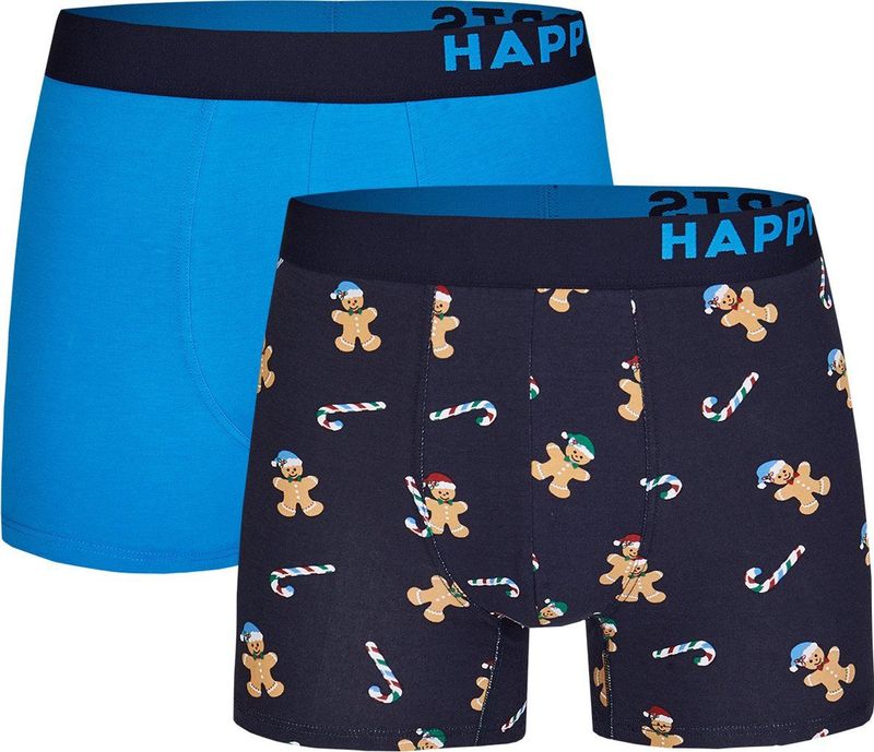 Happy Shorts - Kerst - Boxershorts - Blauw - Set van 2 stuks, 95% Katoen, 5% Elasthaan