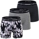 Happy Shorts 3-pack boxershorts heren camouflage print grijs
