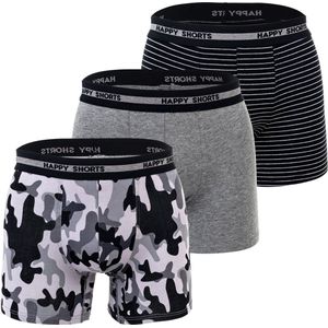 Happy Shorts - 3-pack - Boxershorts - Grijs - Camouflage Print