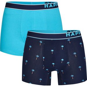 Happy Shorts - Palms - Boxershorts - Turquoise - Donkerblauw - Oranje - 2 Pack