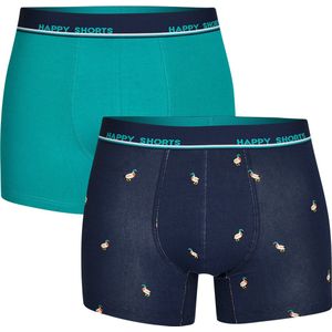 Happy Shorts - Boxershorts - Groen en Blauw - Katoen/Elastaan - 2 Stuks