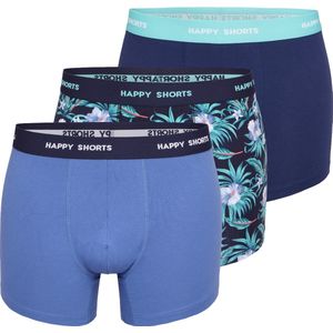 Happy Shorts - Boxershorts - Blauw - 3-Pack - Hawaii Print