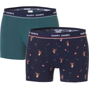 Happy Shorts - Kerst Boxershorts - 2-Pack - Rood - Katoen