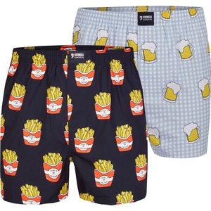 Happy Shorts - Wijde Boxershort - Bier + Friet - 2-pack