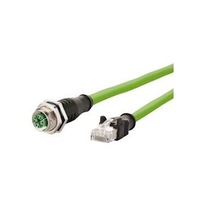 Metz Connect 142M2X25050 M12 Netwerkkabel, patchkabel CAT 6A S/FTP 5.00 m Groen PUR-mantel, Zuurbestendig, Ozonbestendig, UV-bestendig, Geschikt voor