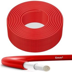PowerWerk - Zonnekabel 6 mm² rood - 100 m - uv-bestendig, flexibel, fotovoltaïsche PV kabel, zonne-aansluitkabel voor zonnepaneel, omvormer en laadregelaar (rood, 100 m)