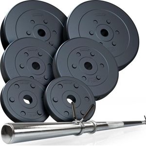 ScSPORTS® Halterset 30 kg - Halterschijven met Halterstang - Kunststof - 30 mm - Gewichten