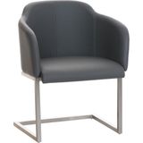 CLP Magnus Eetkamerstoel - Bezoekersstoel - Met armleuning - Kunstleer - grijs