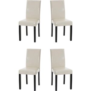 CLP Set van 4 Eetkamerstoelen Ina - Kunstleer creme - 181067204