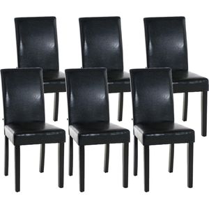 CLP Set van 6 Eetkamerstoelen Ina Kunstleer zwart - 181068201