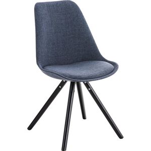 CLP Retrostuhl PEGLEG mit Stoffbezug I Gepolsterter Schalenstuhl mit Holzbeinen und einer Sitzhöhe 46 cm
