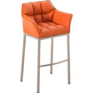 CLP Damaso Barkruk - Vast frame - Kunstleer oranje roestvrij staal