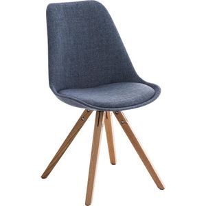 Clp Pegleg Bezoekersstoel - Stof - Vierkant - Blauw - Houten onderstel - Kleur natura - Vierkant frame