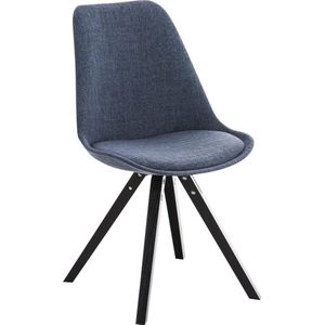 Clp Pegleg Bezoekersstoel - Stof - Vierkant - Blauw - Houten onderstel - Kleur zwart - Vierkant frame