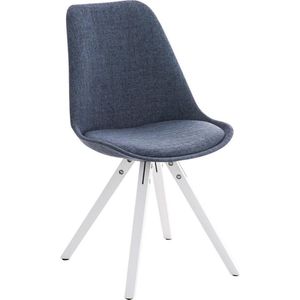 Clp Pegleg Bezoekersstoel - Stof - Vierkant - Blauw - Houten onderstel - Kleur wit - Vierkant frame