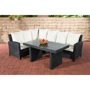 CLP Bermeo Lounge Dining Set - Poly rotan zwart gebroken wit