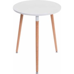 Clp Design keukentafel AMALIE - Ø 60 cm, hout, driepotig, met vloerbeschermer - tafelblad : wit / onderstel : natura Natura